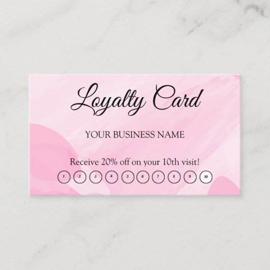 Visite Carte de fidélité rose Code QR Appréciation du cli (Devant)