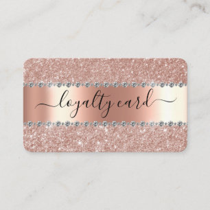 Visite Carte de Fidélité Rose Gold Pailletée Manuscrite
