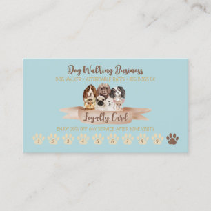 Visite Carte de fidélité Teal Punch Promeneur de chiens P