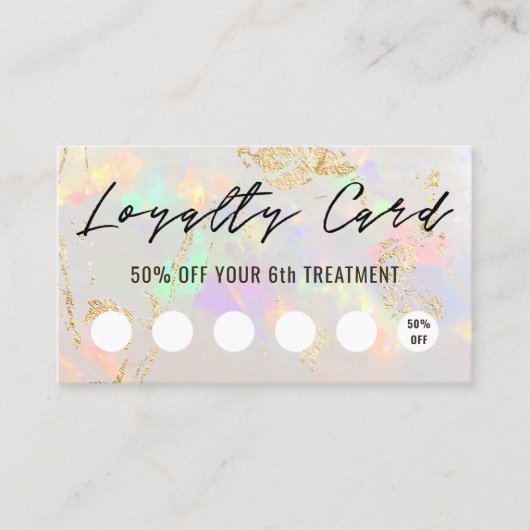 Visite carte de fidélité texture opale blanche (Devant)