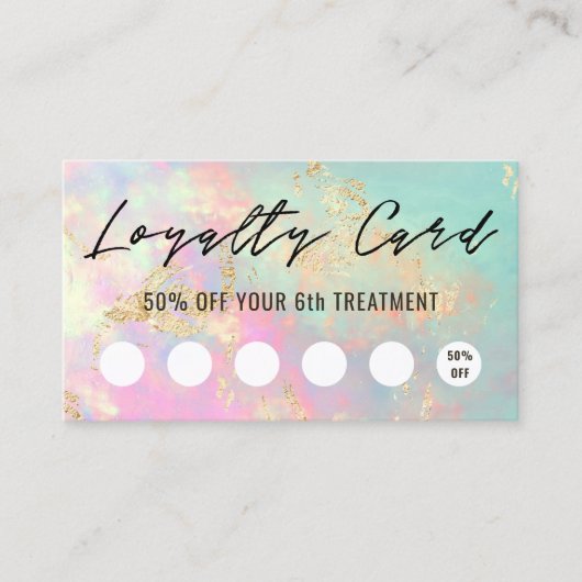 Visite carte de fidélité texture opale délicate (Devant)