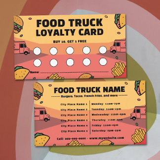 Visite Carte de Fidélité Vibrante pour Camion Alimentaire