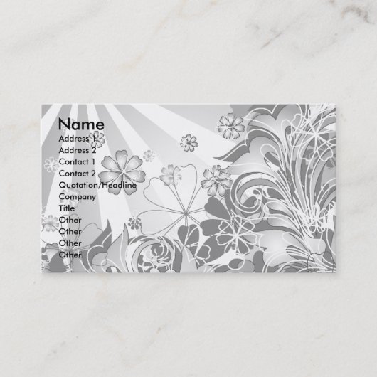 Visite carte de fleurs monochromes (Devant)