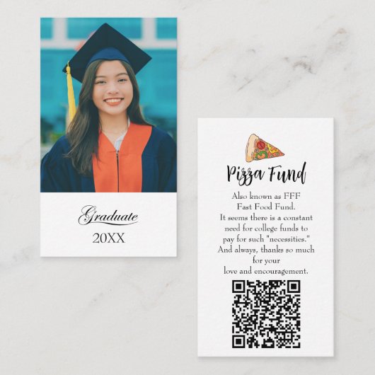 Visite Carte de fonds "Pizza" pour la remise des diplômes (Devant / Derrière)