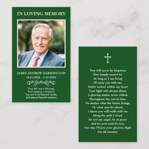 Visite Carte de funérailles photo mémorial classique