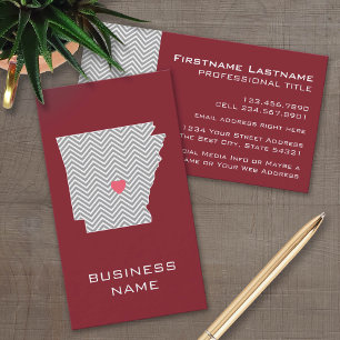 Visite Carte de l'Arkansas avec cœur rouge personnalisé e