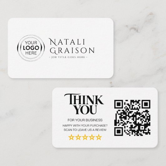 Visite Carte de lien de révision de code QR de critiques (Devant / Derrière)