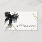 Visite Carte de luxe de marque Script Black Bow Gold (Devant)