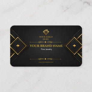 Visite Carte de luxe en noir et or pour bijoux géométriqu
