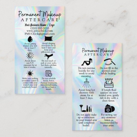 Visite Carte de maquillage permanente (Devant / Derrière)