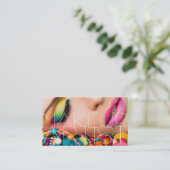 Visite Carte de maquillage professionnel colorée (Debout devant)