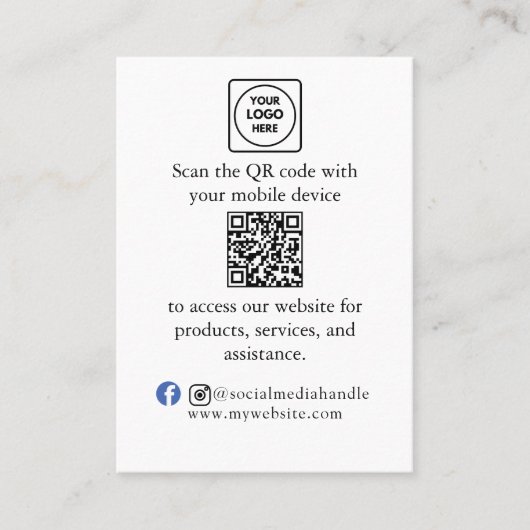 Visite Carte de menu de branding d'entreprise avec code Q (Devant)
