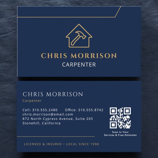 Visite Carte de menuisier moderne avec QR Code