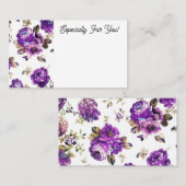 Visite Carte de message de Bouquet à fleurs violettes mod (Devant / Derrière)