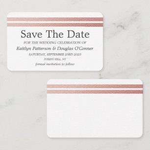 Visite Carte de mise en garde chic rose gold foil stripes