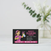 Visite Carte de nettoyage de maison rose noir Code QR (Debout devant)