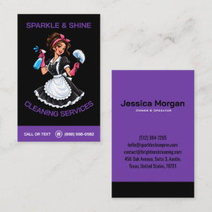 Visite Carte de nettoyeur de maison vintage violet