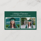 Visite Carte de nom de diplômé Photo Vert Blanc 2  (Devant)