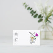 Visite Carte de nom de la fleur de lapin de dessin mignon (Debout devant)
