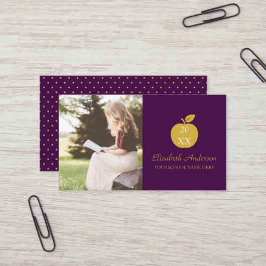 Visite Carte de nom de remise de diplômes de pomme d'ense (Devant/Arrière en situation)