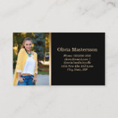 Visite Carte de nom du diplômé de la photo Black Gold 2 (Dos)