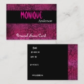 Visite Carte de nom personnelle de profil Noir Crackle Ro (Devant / Derrière)