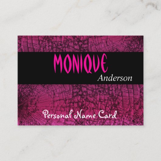 Visite Carte de nom personnelle de profil Noir Crackle Ro (Devant)