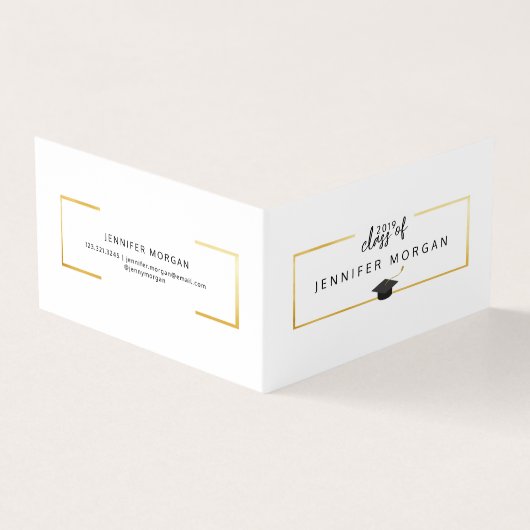 Visite Carte de nom pliée Gold Elegant (Extérieur)