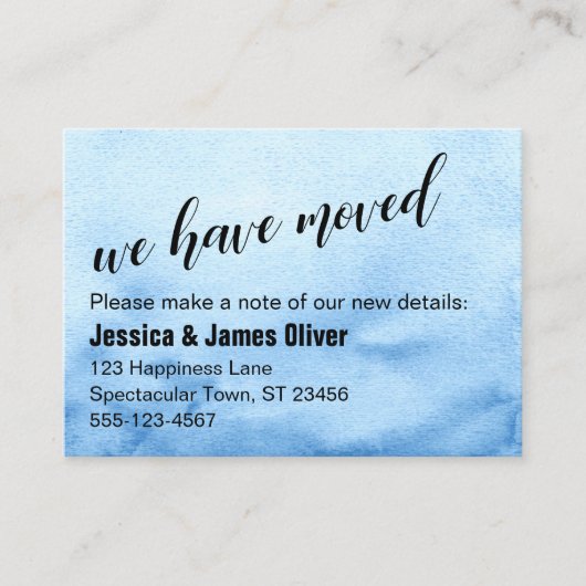Visite Carte de notification « Aquarelle ombrée bleue » (Devant)