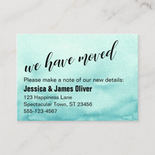 Visite Carte de notification Ombre sarcelle Aquarelle (Devant)