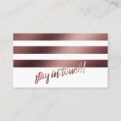 Visite Carte de notification Rose Gold & Rayures Blanches (Dos)