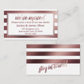 Visite Carte de notification Rose Gold & Rayures Blanches (Devant / Derrière)