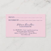 Visite Carte de parrainage Fleurs de roses roses (Dos)