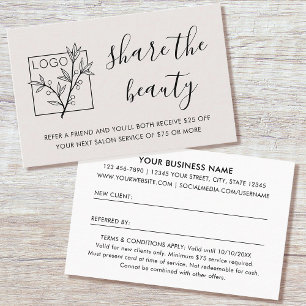 Visite Carte de parrainage Logo Moderne Blanc cassé