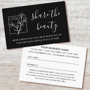 Visite Carte de parrainage "Refer A Friend" Logo Moderne