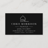 Visite Carte de Peintre de Maison Noir Argent QR Code (Devant)