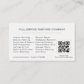 Visite Carte de peintre en bâtiment Blanc Or Code QR (Dos)