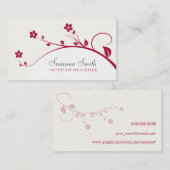 Visite Carte de personnel avec des fleurs rouges et (Devant / Derrière)