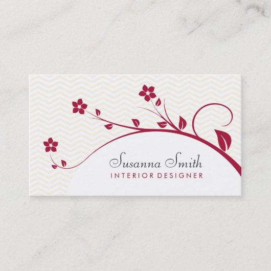 Visite Carte de personnel avec des fleurs rouges et (Devant)