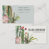 VISITE CARTE DE PLACE MARIAGE GRAY ROSE FLORAL DESERT (Devant / Derrière)