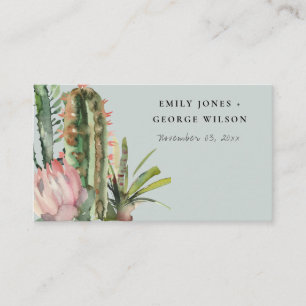 VISITE CARTE DE PLACE MARIAGE GRAY ROSE FLORAL DESERT