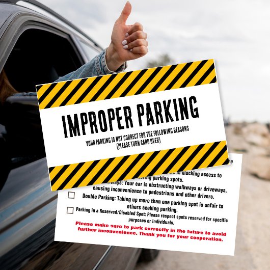 Visite Carte de plainte de stationnement incorrecte