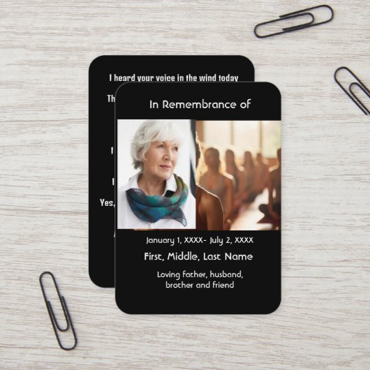 Visite Carte de poche Memorial Yoga (Devant/Arrière en situation)