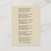 Visite Carte de poème Vintage catholique Vierge Marie (Dos)