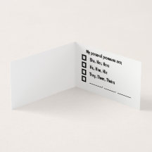 Carte de préférence Pronoun personnelle