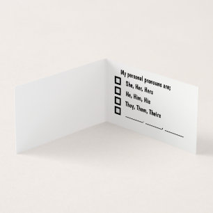 Visite Carte de préférence Pronoun personnelle