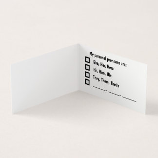 Visite Carte de préférence Pronoun personnelle