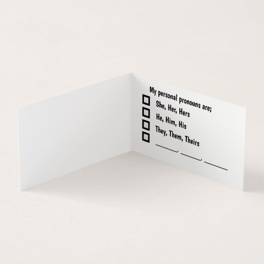 Visite Carte de préférence Pronoun personnelle (Intérieur)