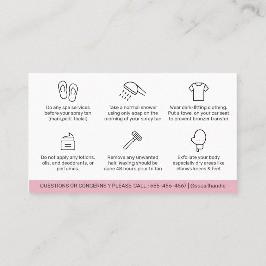 Visite Carte de préparation de bronzage moderne modifiabl (Dos)