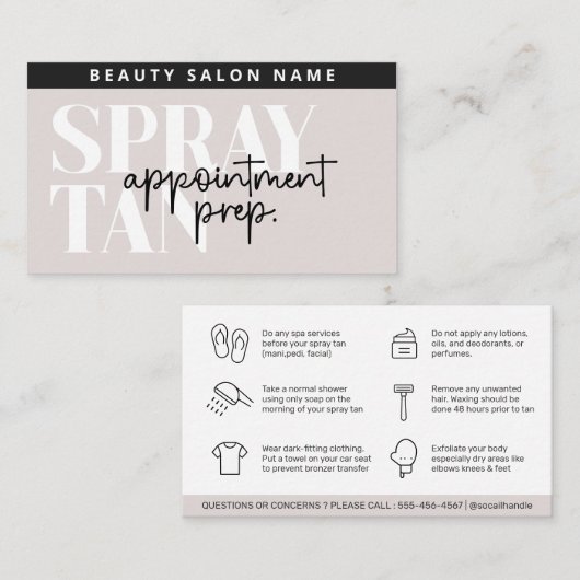 Visite Carte de préparation de bronzage moderne modifiabl (Devant / Derrière)